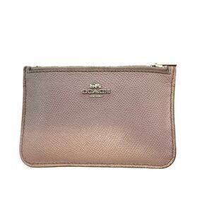Coach slim mini zip card case pebbled leather